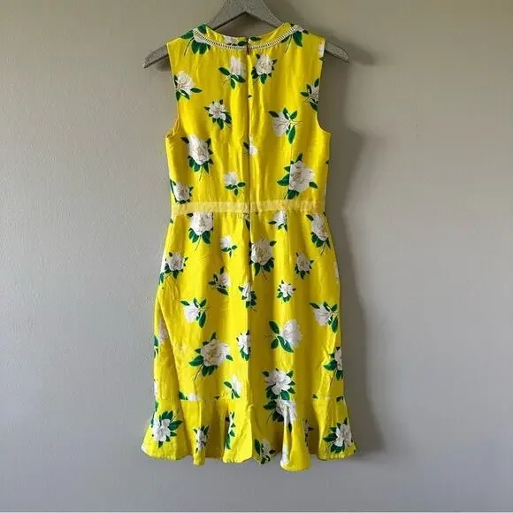 DRAPER JAMES Magnolia Ruffle Dress Silk Cotton Blend Yellow - Picture 4 of 6